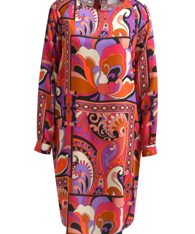 Milano Italy - Midi-Raglankleid mit Rundhals und Blumenprint