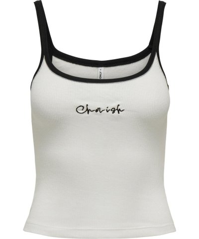 Only - OnlLouisa Rib-Top in Cherish Weiß/Schwarz