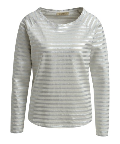 Smith & Soul - Gestreiftes Raglan Sweatshirt in Silber