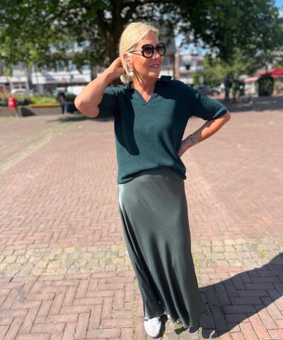 Milano Italy - Woll-Strickhemd mit Polokragen in Grün