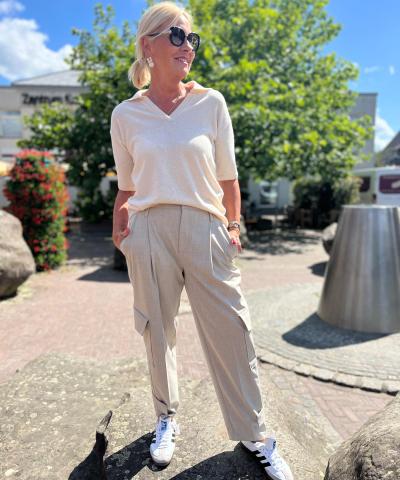 Milano Italy - Woll-Strickhemd mit Polokragen in Creme