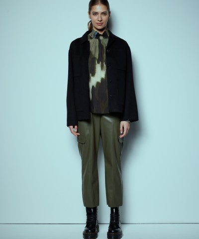 Smith & Soul - Leder-Cargohose in Khaki