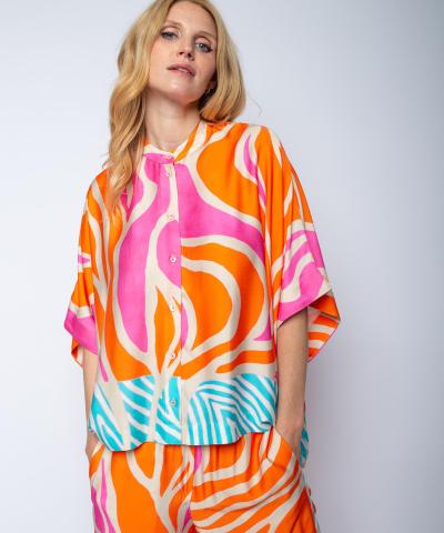 Emily van den Bergh - Boxybluse in Orange/Pink