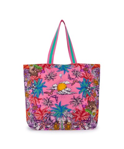 Codello - Shopper aus Canvas mit Dschungel-Muster in Pink