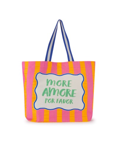 Codello - Shopper aus Canvas mit „MORE AMOR POR FAVOR“-Print in Pink