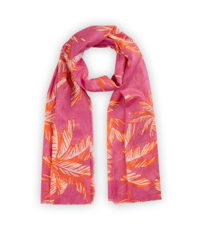 Codello - Leichter Schal aus feinem Bambus mit Palmen-Print in Pink