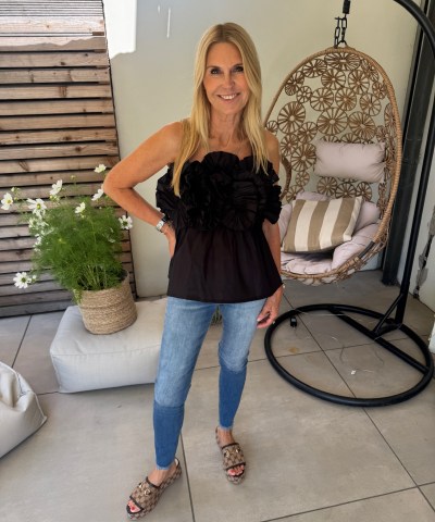 Spaghettiträger Top "Flora" in Schwarz