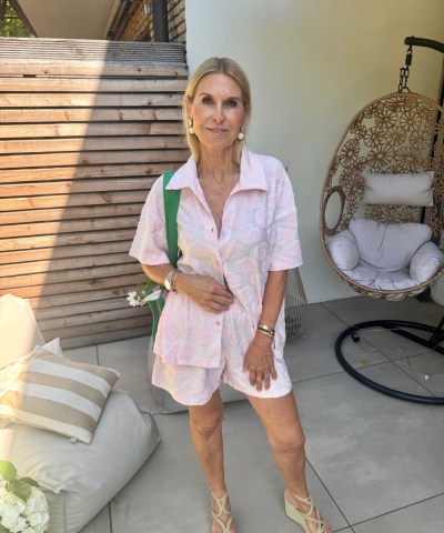 Blumen Frottee Shirt in Rosa