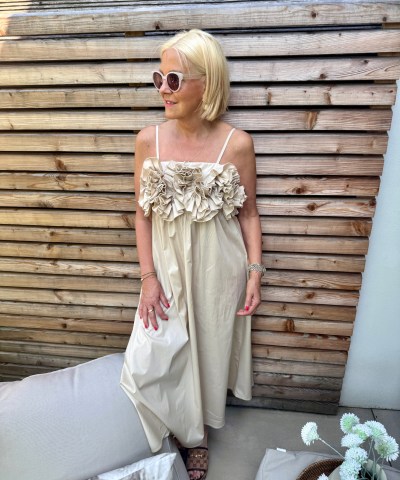 Spaghettikleid "Florence" in Unibeige