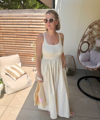 Kombiniertes Ribkleid in Applebutter