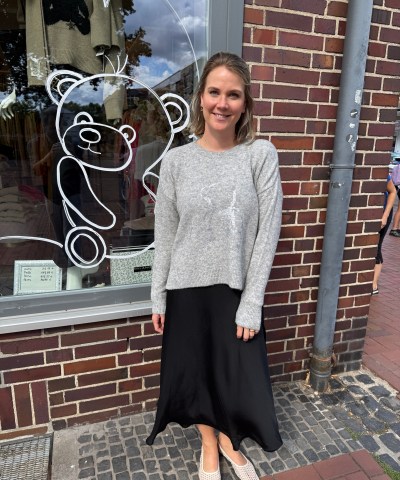 Milano Italy - Strickpullover mit Teddy in Grau