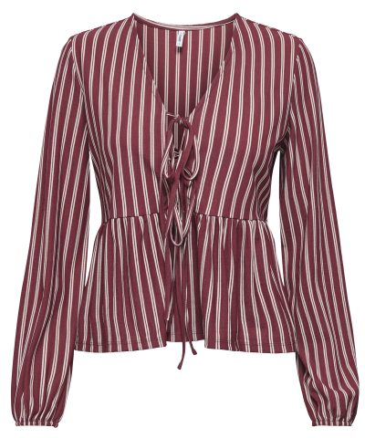 ONLY - Onljally bordeauxfarbene Streifenbluse