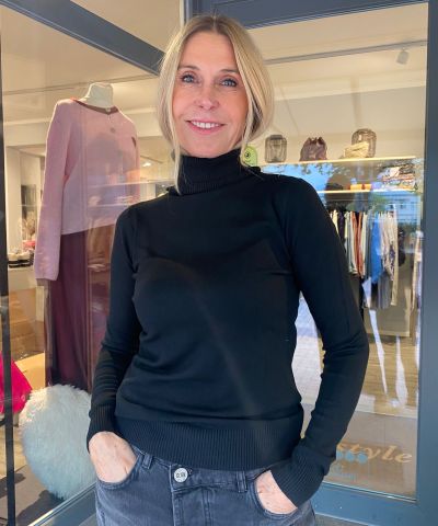 Rollkragen Sweatshirt in Schwarz