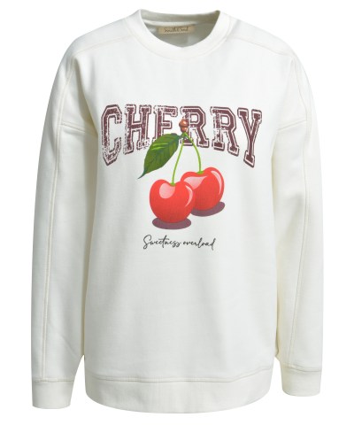 Smith & Soul - Sweatshirt mit Kirsch-Print in Creme