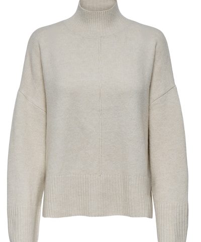 ONLY - OnlWhitney Strickpullover hoher Rollkragen in Beige/Grau
