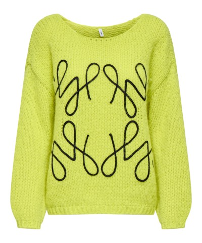 ONLY - OnlAlyssa Strickpullover mit Stickerei in Gelb