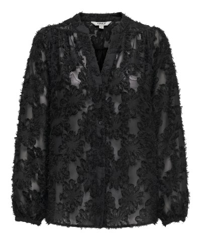 ONLY - OnlKorsa Jaquard Bluse in Schwarz