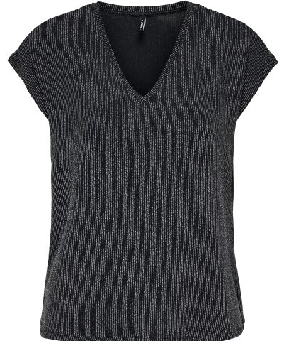 ONLY - OnlCarlo Glitzer Top in Schwarz-Silber