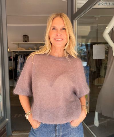 Kurzarmpullover in Taupe