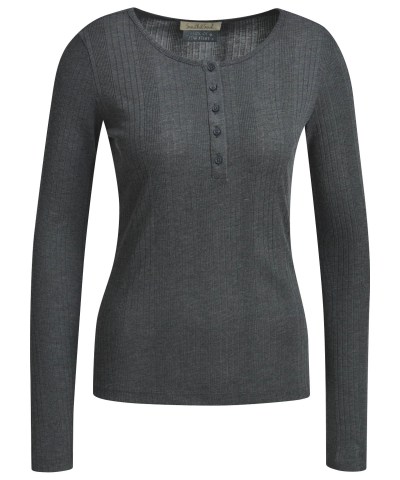 Smith & Soul - Tailliertes Henley-Langarmshirt in Anthrazit