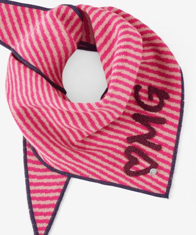 Codello - Gestricktes Dreieckstuch mit OMG-Stickerei in Pink