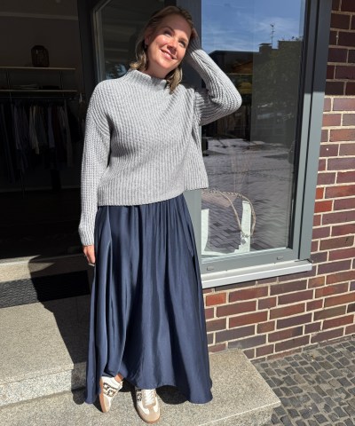 Rollkragen Strickpullover in Grau