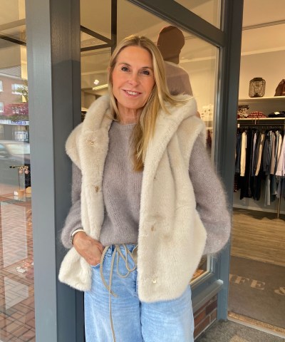 Helle Fellweste in Beige