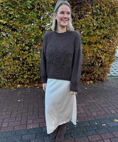 ViCOLO - Grobstrick Pullover in Dunkelbraun