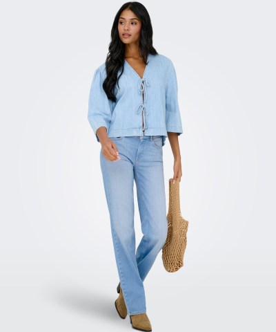 Only - OnlBlush Mid Straight Jeans in Hellblau