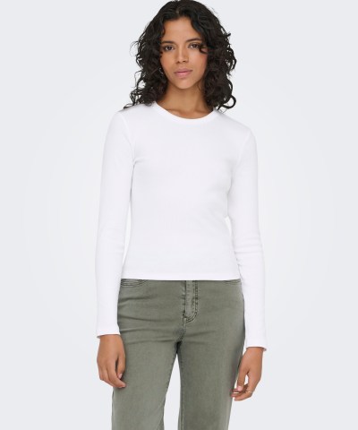 ONLY - OnlVal Basic Langarmshirt in Weiß