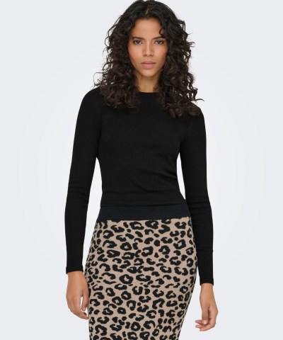 ONLY - OnlVal Basic Langarmshirt in Schwarz