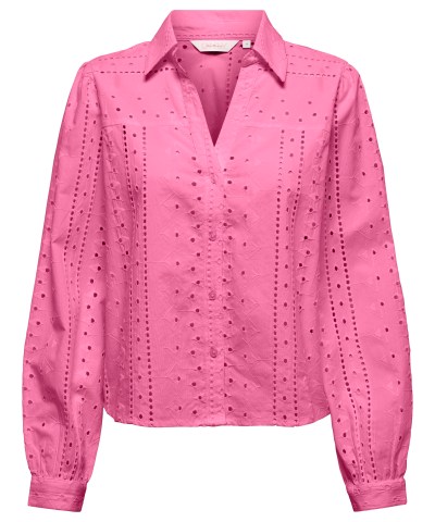 ONLY - OnlLoretta Bluse mit Lochstickerei in Pink