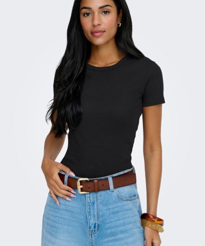 ONLY - OnlVal Basic Kurzarmshirt in Schwarz