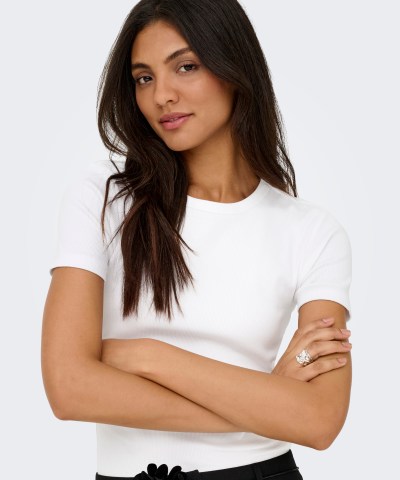ONLY - OnlVal Basic Kurzarmshirt in Weiß