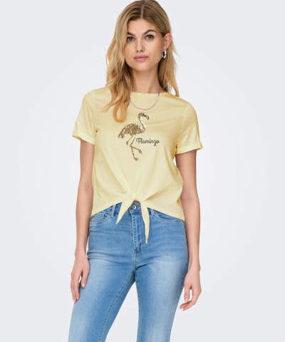 ONLY - OnlDora Flamingo T-Shirt in Gelb
