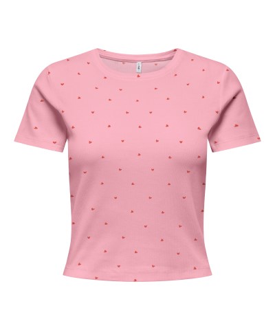 ONLY - OnlFenja Top mit Herzen in Rose