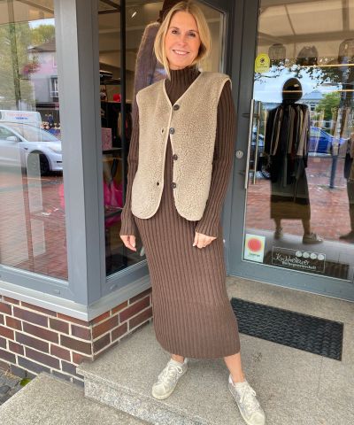 Teddyfell Wollweste in Beige