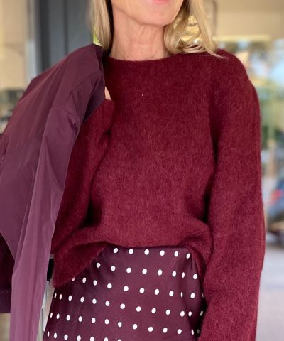 Alpaka Strickpullover in Bordeaux