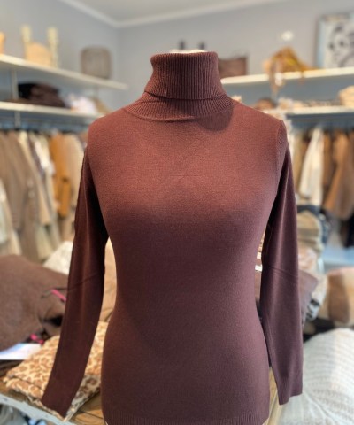 Feinstrick Longsleeve mit Rollkragen in Braun