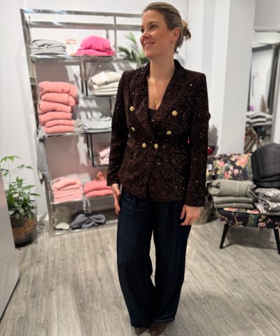 Pailletten-Doppelreiher Blazer in Braun