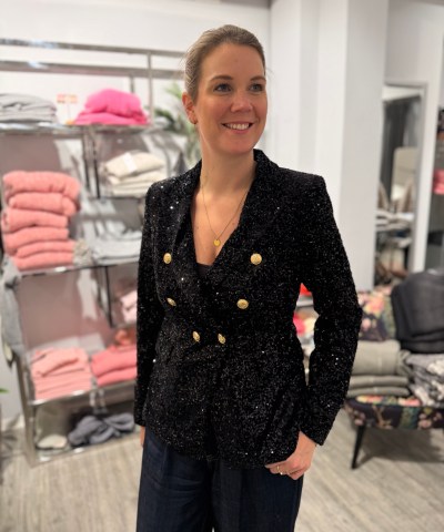Pailletten-Doppelreiher Blazer in Schwarz