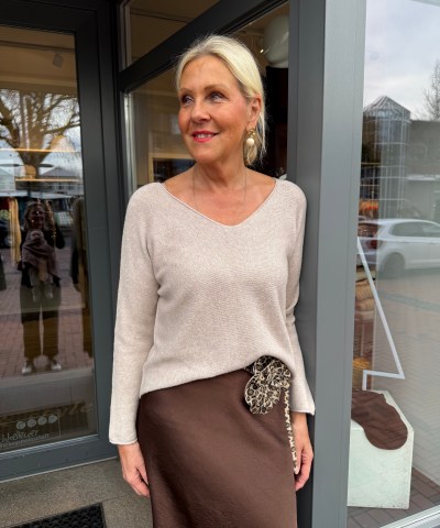 Strickpullover "LSLou" in taupe beige