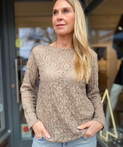 Spitzenshirt in Taupe