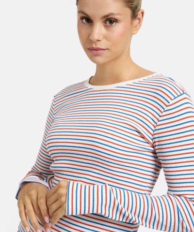 Smith & Soul - Streifen-Ripplongsleeve in Mandarinrot