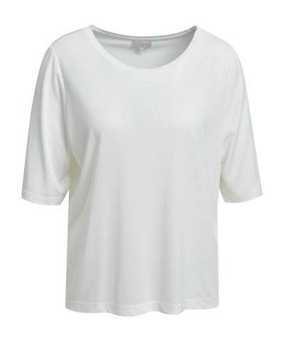 Milano Italy - Basic T-Shirt mit längeren Ärmeln in Offwhite