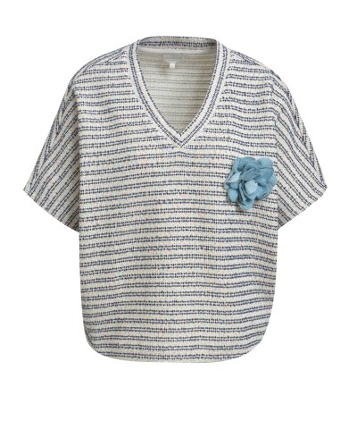 Milano Italy - Ärmelloses Sweatshirt mit Blumenbrosche in Offwhite