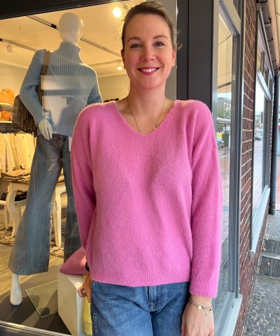 V-Neck Strickpullover "LSTilda" in rosa pink
