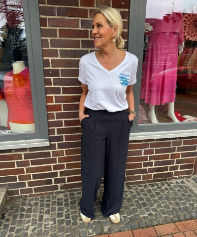 Milano Italy - T-Shirt mit Fischprint in Weiß