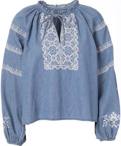 JcSophie - "Laine" Bluse in Jeansblau