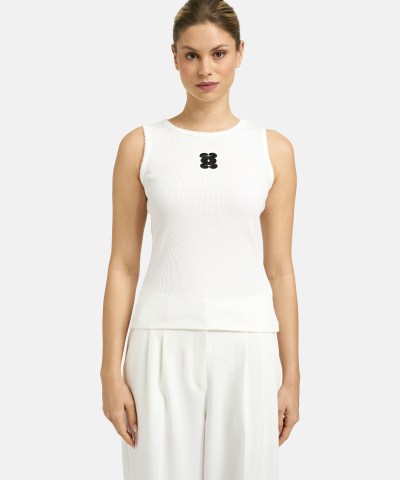 Smith & Soul - Enges Riptanktop mit 3D-Anagramm in Offwhite